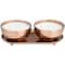 12oz. 2-Wick White Wax Tropical Breeze Scented Candle with Copper Container Bowls and Thin Oval Holding Tray Set